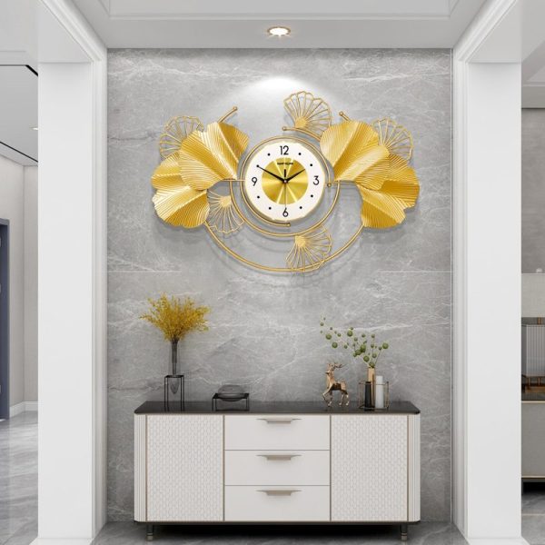 ginee_20251105172552853_2270438211.jpg TaffHOME Jam Dinding Besi Elegan Ginkgo Biloba Silent Movement 78.5cm - 2886J