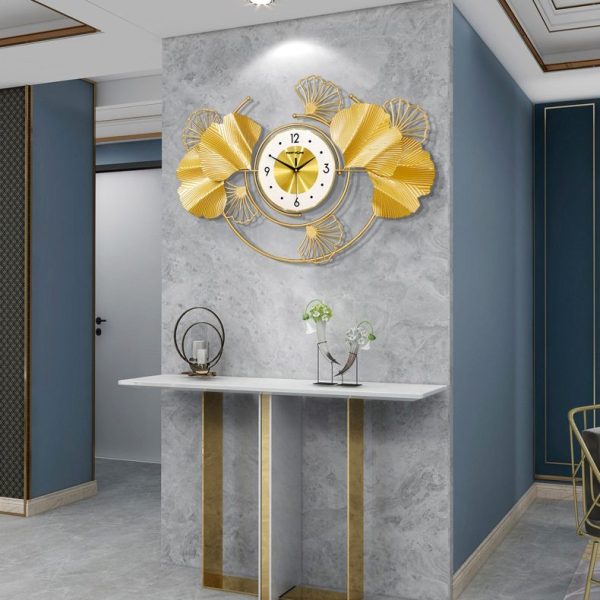 ginee_20251105172552899_5713271563.jpg TaffHOME Jam Dinding Besi Elegan Ginkgo Biloba Silent Movement 78.5cm - 2886J