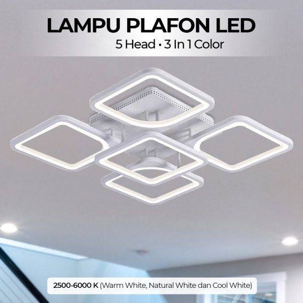 ginee_20251105172749359_9520852999.jpg TaffLED Lampu Plafon LED Chandelier Dimmable 60W 5 Head 3in1 Color - 8626