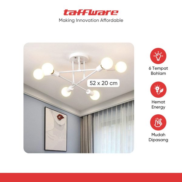 TaffLED Fitting Lampu Plafon LED Minimalis Ceiling 6 Head E27 220V - X099