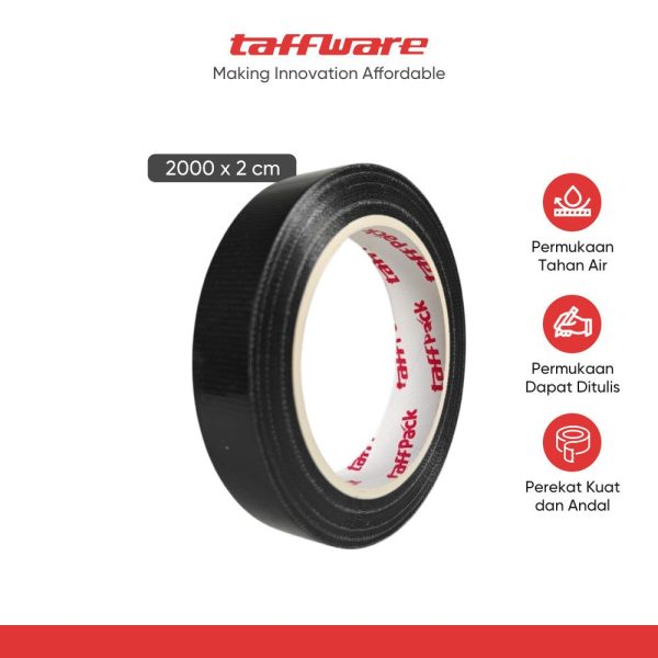 TaffPACK Lakban Kain Karpet Multifungsi Adhesive Cloth Tape Writable - 23OU - Black