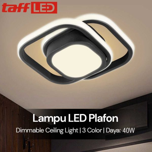 TaffLED Lampu LED Plafon Dimmable Ceiling Light Square 3 Color 40W - Z318