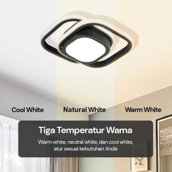 TaffLED Lampu LED Plafon Dimmable Ceiling Light Square 3 Color 40W - Z318