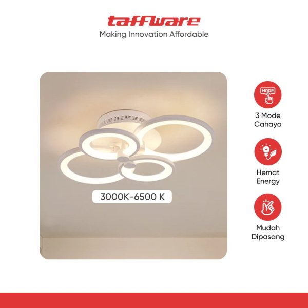 TaffLED Lampu LED Plafon Ceiling Dimmable 40W 4 Ring 3in1 Color - 0528