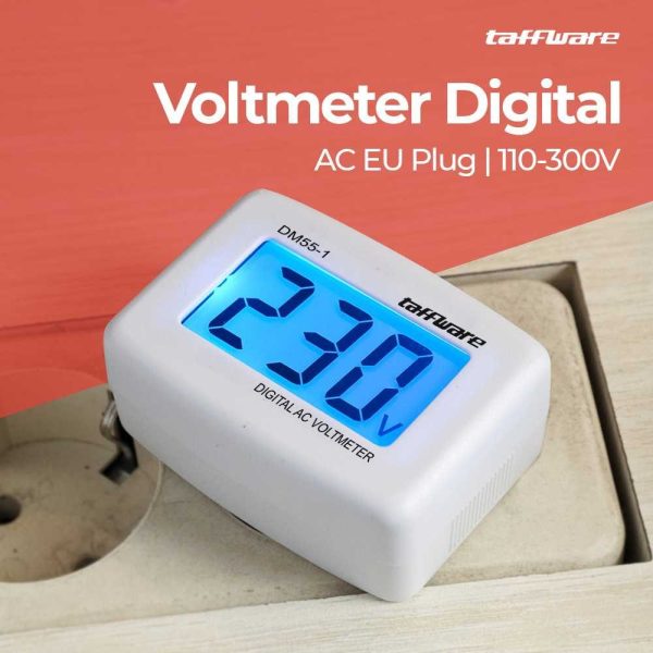 Taffware Alat Pengukur Listrik Voltmeter Digital AC EU Plug 110-300V - DM55-1