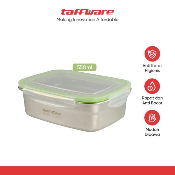 ginee_20251117180928380_9494121112.jpg TaffHOME Kotak Makan Anti Tumpah Reguler Lunch Box Stainless Steel 304 - Slyz52
