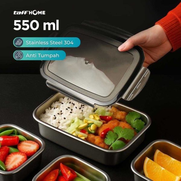 ginee_20251117180928421_3609209462.jpg TaffHOME Kotak Makan Anti Tumpah Reguler Lunch Box Stainless Steel 304 - Slyz52