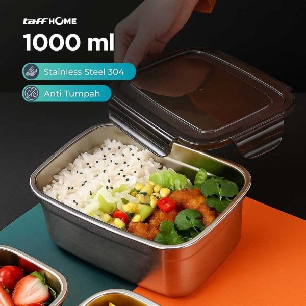 ginee_20251117180928454_7156382578.jpg TaffHOME Kotak Makan Anti Tumpah Reguler Lunch Box Stainless Steel 304 - Slyz52