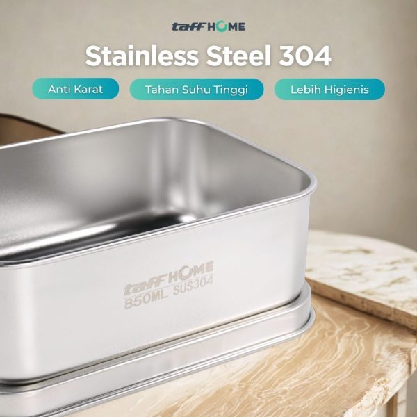 TaffHOME Kotak Makan Lunch Box Stainless Steel Single Layer 850ml - U-30