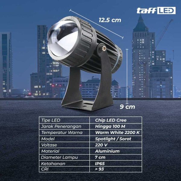 TaffLED Lampu Sorot LED Outdoor Spotlight Beam Waterproof Warm White - YY3