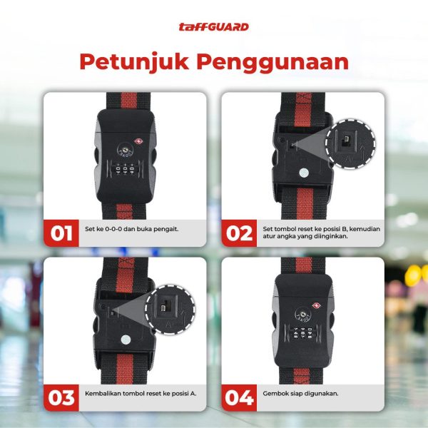 TaffGUARD Travel Luggage Lock Suitcase Belt Tali Koper Gembok TSA PIN - TSA-319