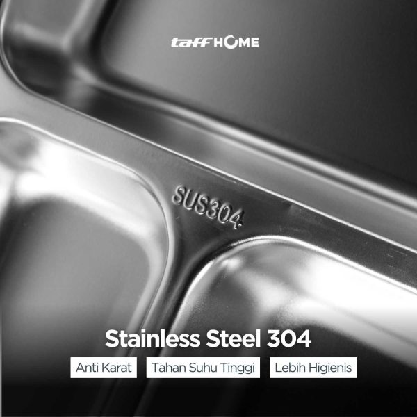 TaffHOME Kotak Makan Stainless Steel 304 Sealed Lunch Box 1.3L - U-4