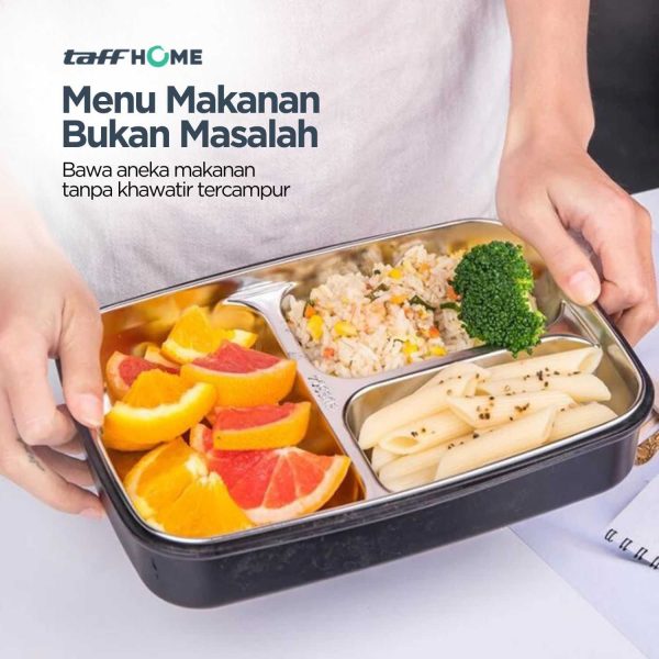 TaffHOME Kotak Makan Stainless Steel 304 Sealed Lunch Box 1.3L - U-4