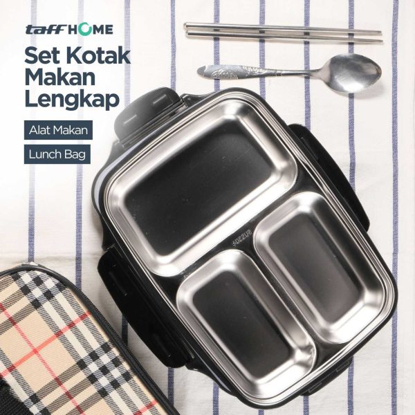 TaffHOME Kotak Makan Stainless Steel 304 Sealed Lunch Box 1.3L - U-4