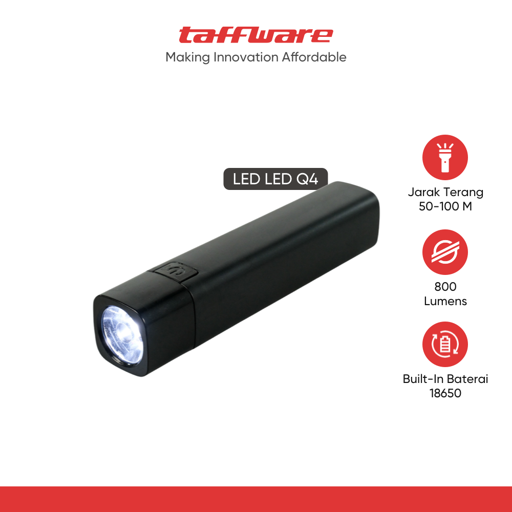 ginee_20251210143342521_0371075842.png TaffLED Senter LED Mini Flashlight USB Rechargerable Q4 800 Lumens - HT601