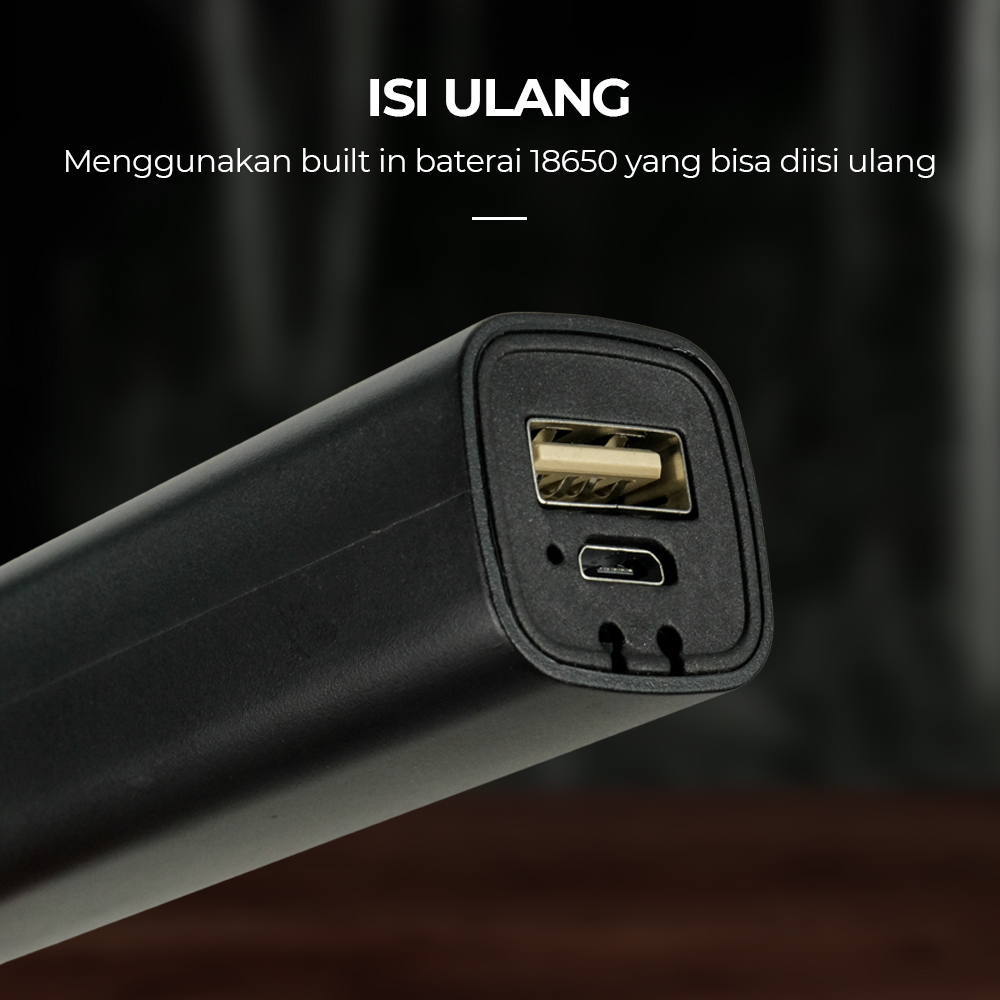 crop - 10 TaffLED Senter LED Mini Flashlight USB Rechargerable Q4 800 Lumens - HT601