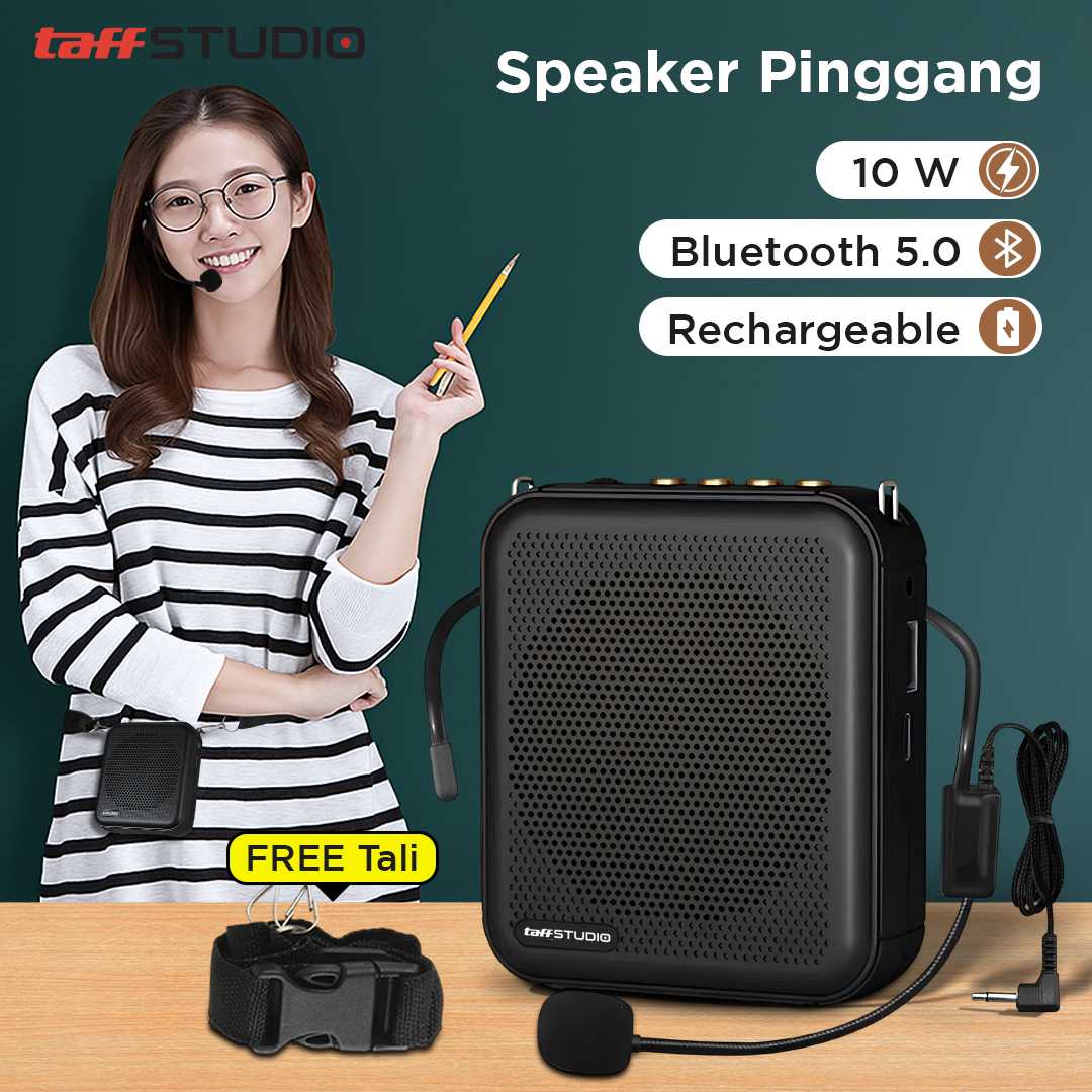 TaffSTUDIO Penguat Suara Mini Megaphone Active Speaker Guide Bluetooth - S62