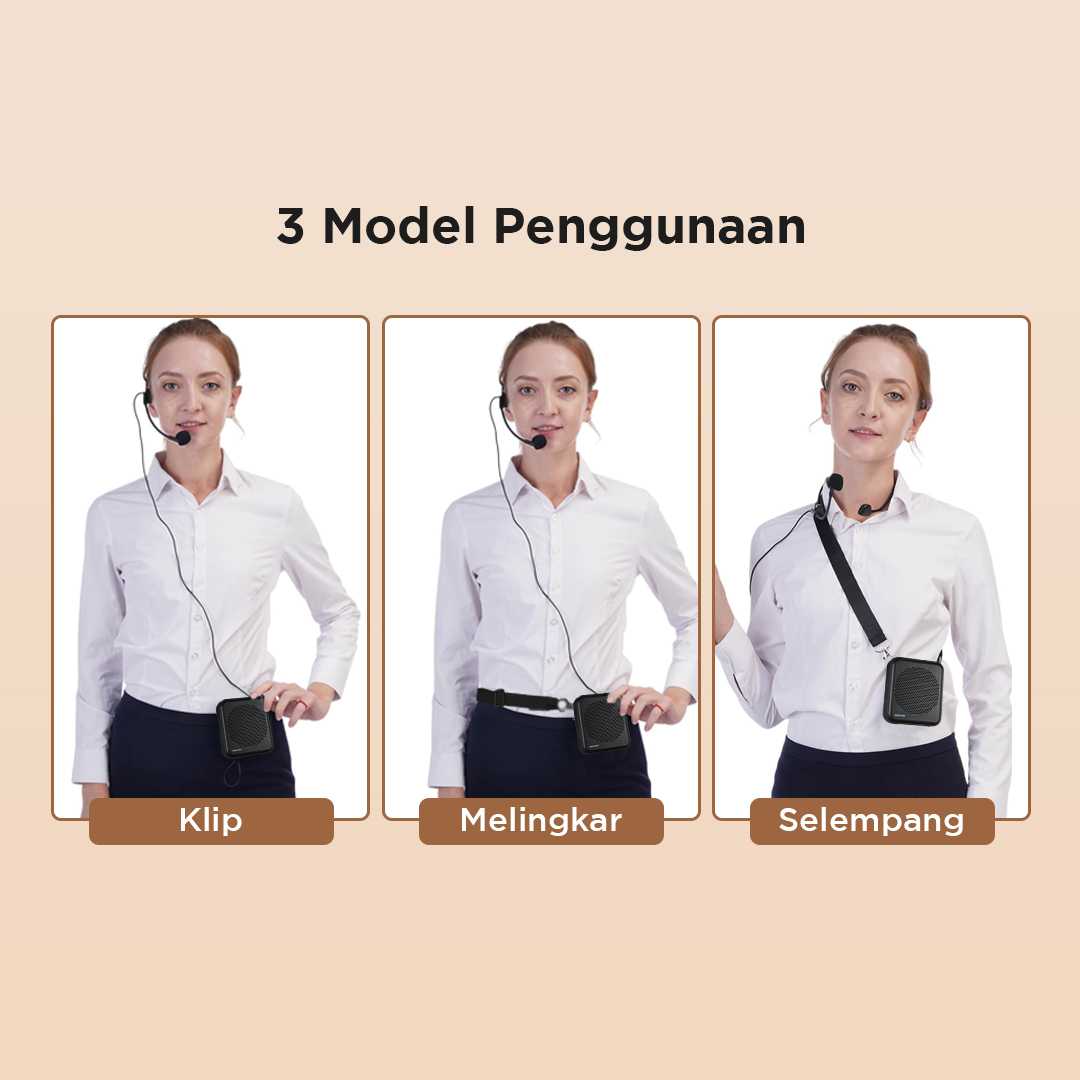 TaffSTUDIO Penguat Suara Mini Megaphone Active Speaker Guide Bluetooth - S62