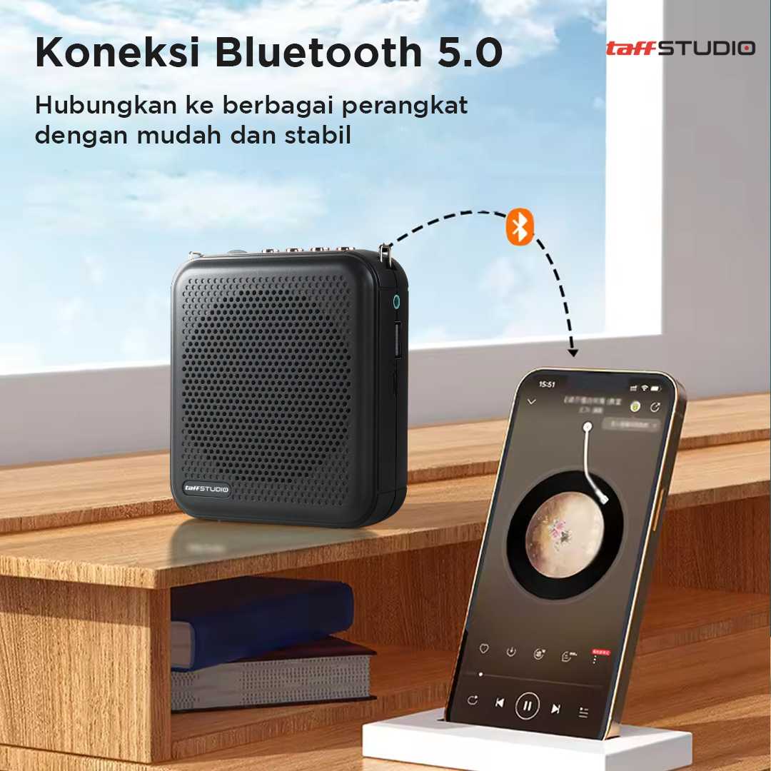 TaffSTUDIO Penguat Suara Mini Megaphone Active Speaker Guide Bluetooth - S62