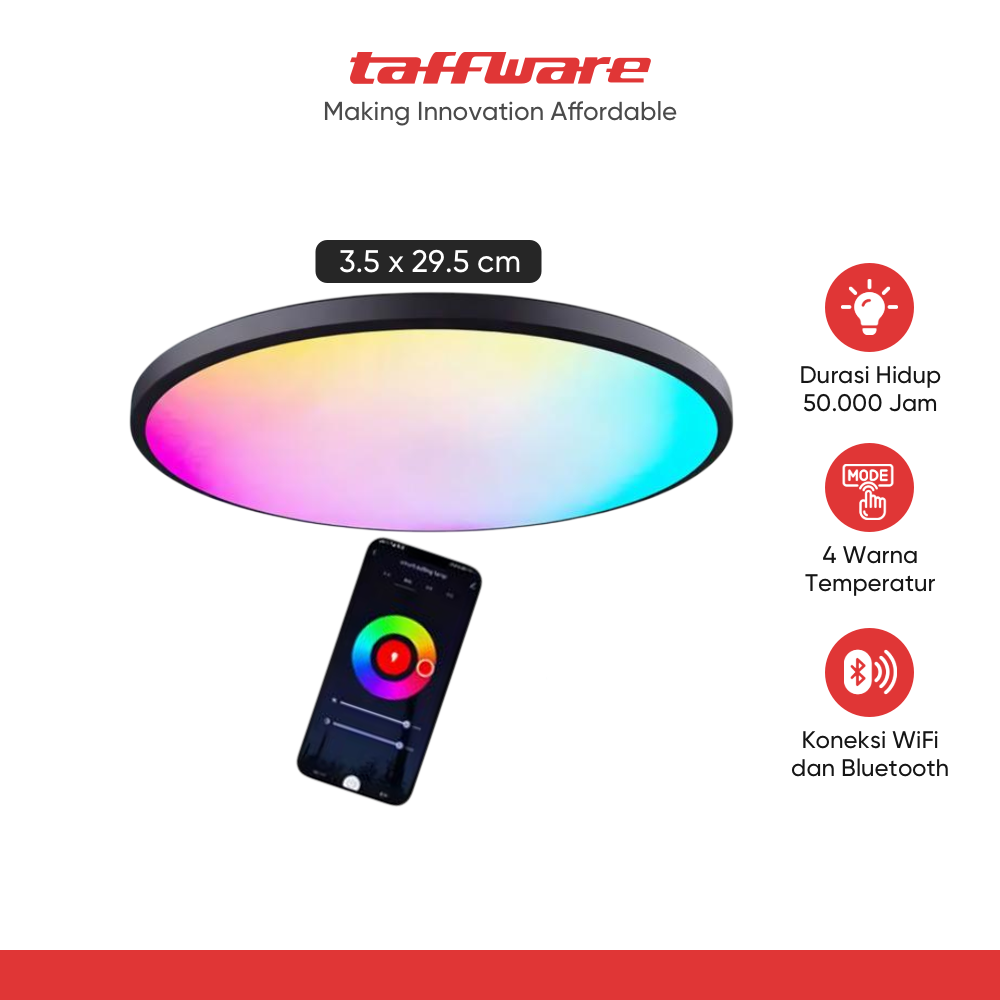 ginee_20251210150752073_3733422385.png TaffLED Lampu Plafon LED Ceiling Light Bluetooth WiFi APP RGBCW 24W - PF05