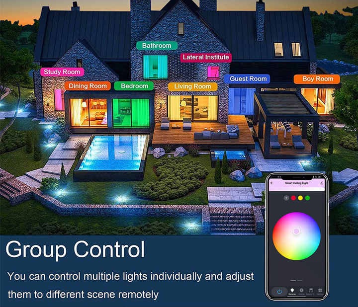 ginee_20251210150752393_4223700448.jpg TaffLED Lampu Plafon LED Ceiling Light Bluetooth WiFi APP RGBCW 24W - PF05