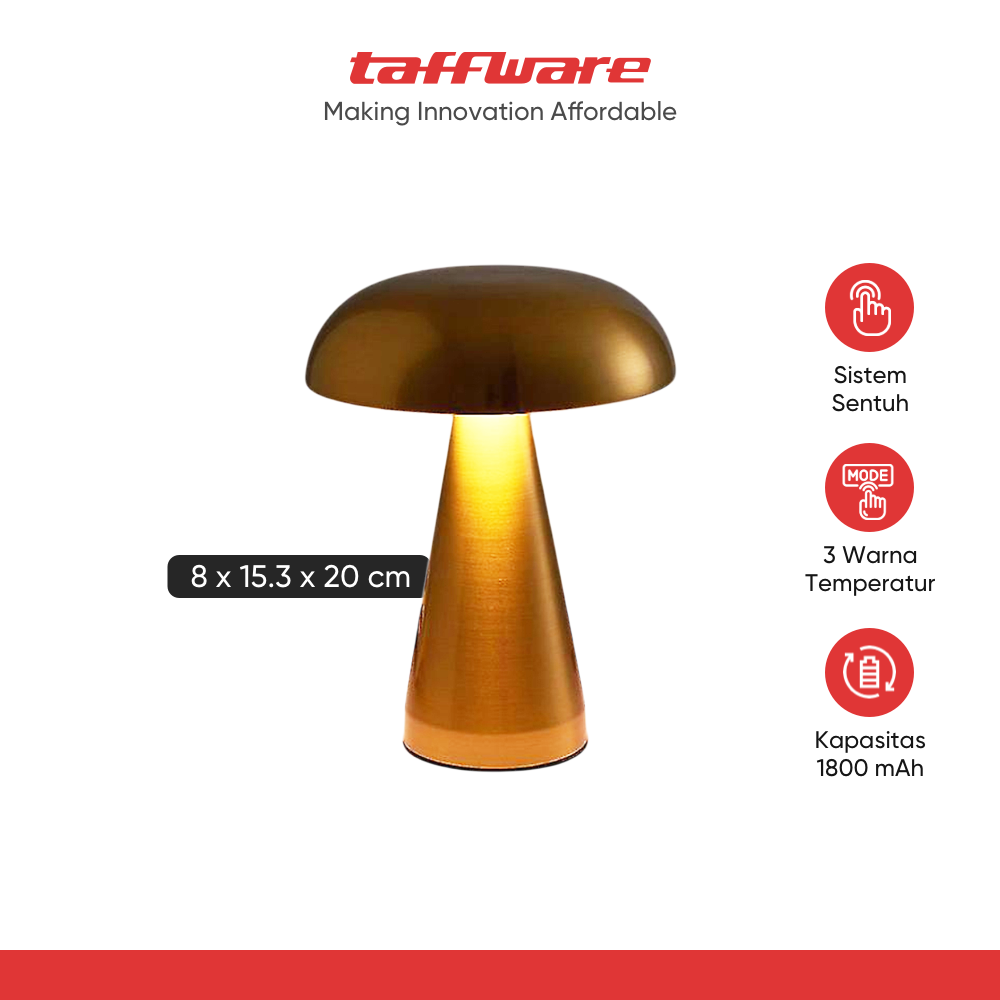 ginee_20251210150808801_4278013633.png TaffLED Lampu Meja Hias Touch LED USB Rechargeable Tri Color 1800mAh - PR-12