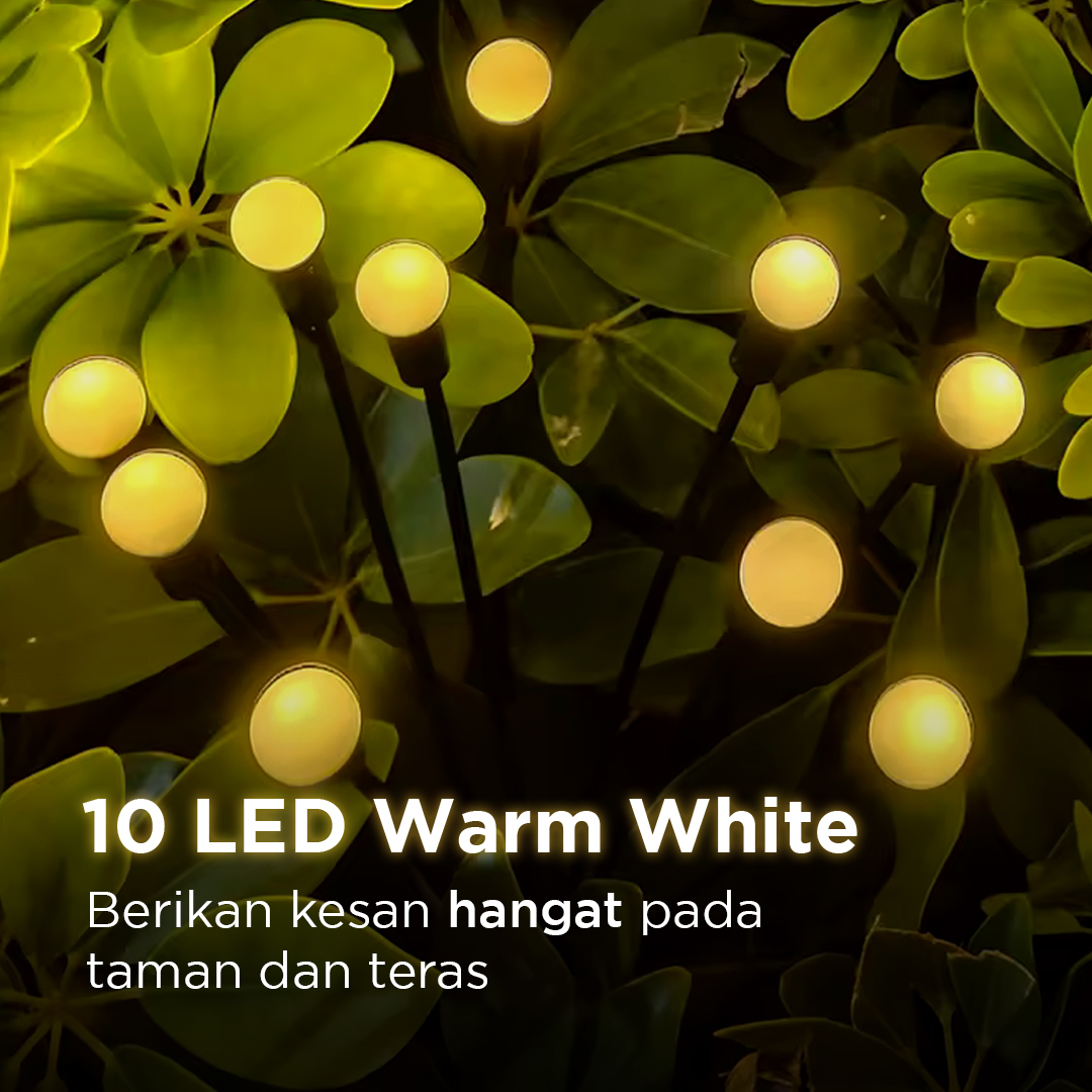 TaffLED Lampu Solar LED Firefly Waterproof Floor 10 Heads Warm White - H-10