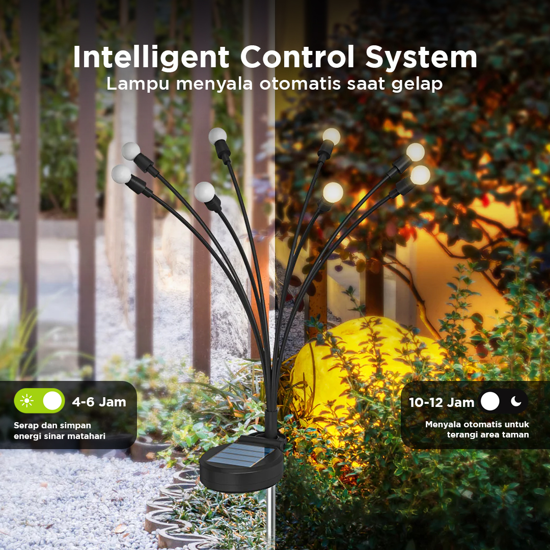 TaffLED Lampu Solar LED Firefly Waterproof Floor 10 Heads Warm White - H-10