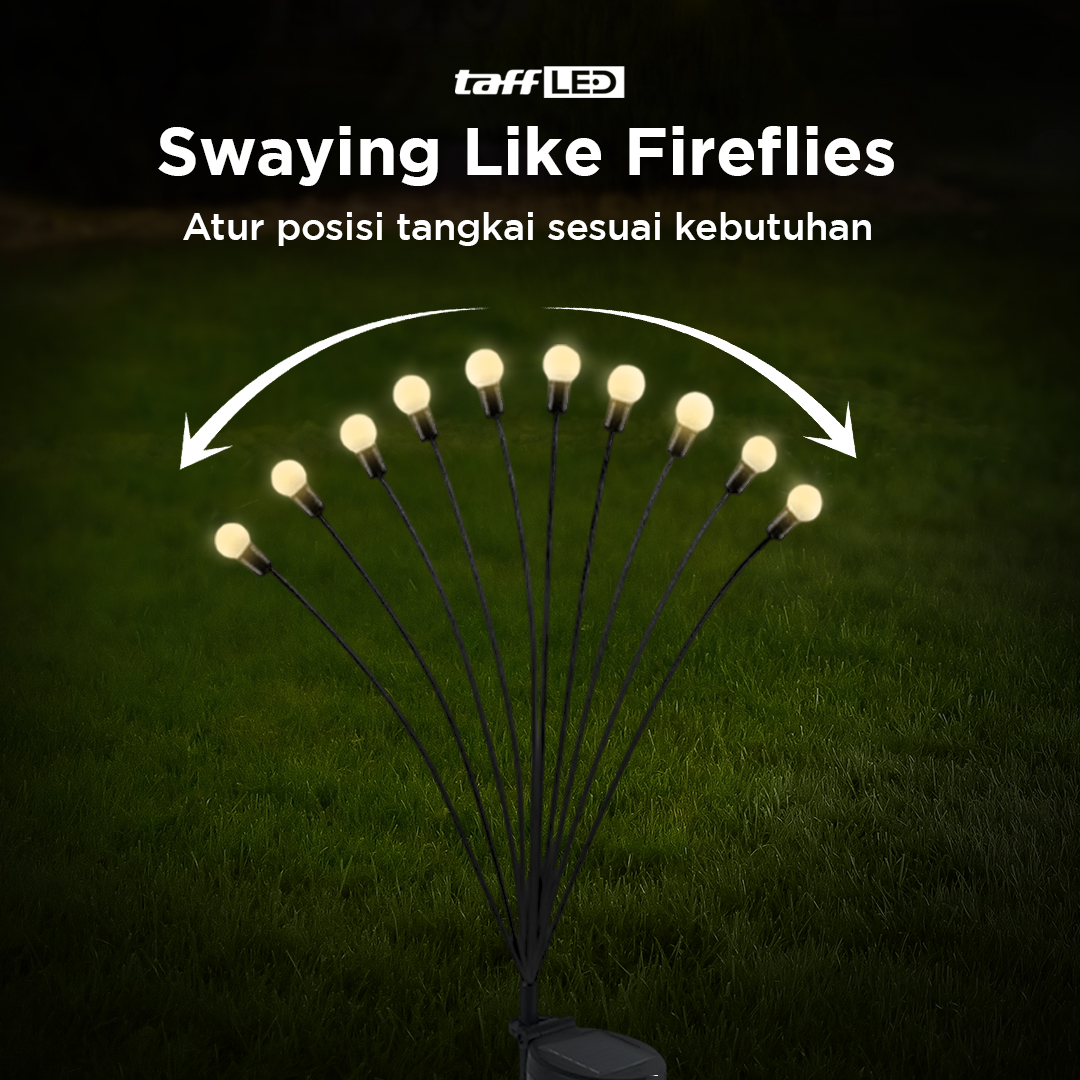 TaffLED Lampu Solar LED Firefly Waterproof Floor 10 Heads Warm White - H-10