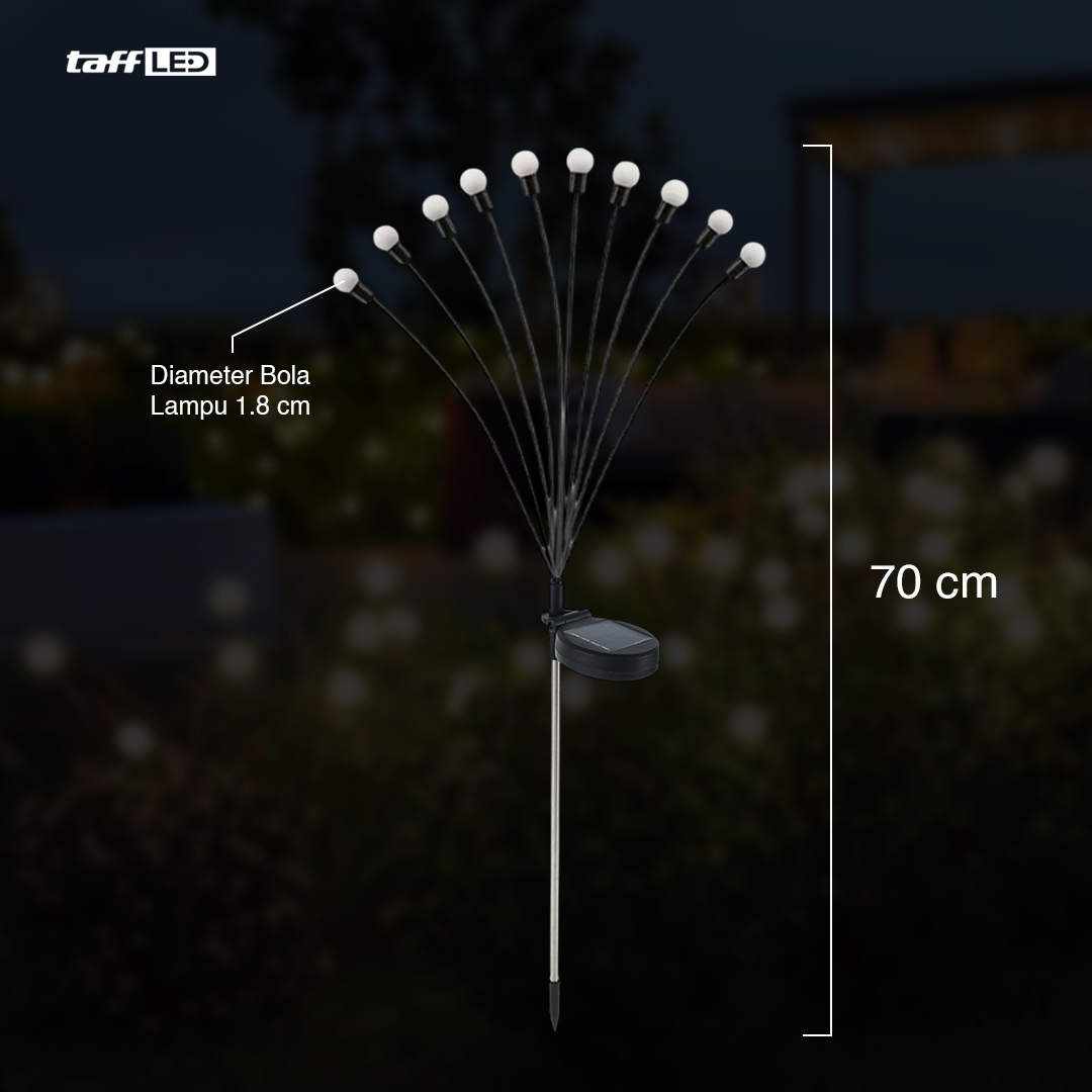 TaffLED Lampu Solar LED Firefly Waterproof Floor 10 Heads Warm White - H-10
