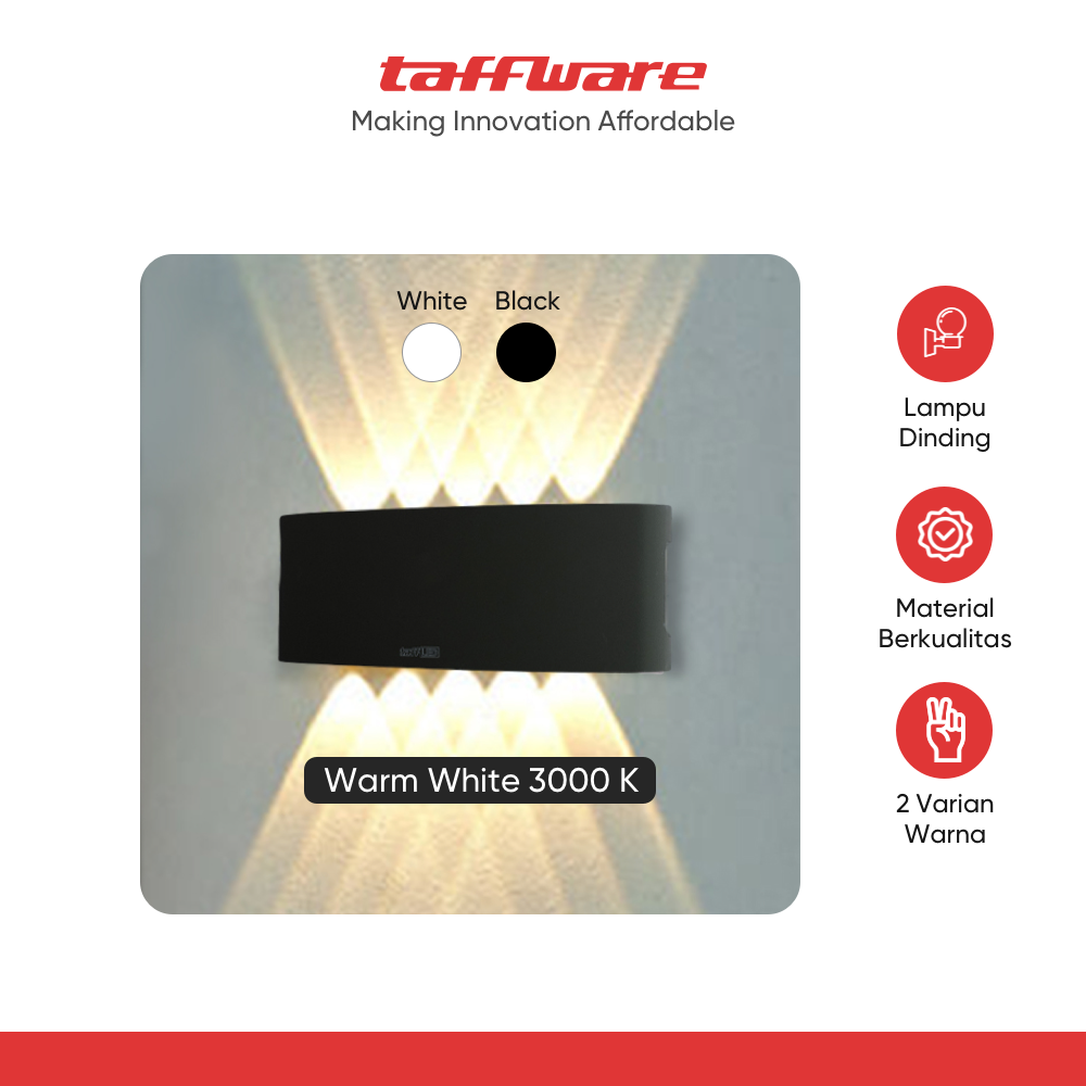 ginee_20251210150848333_0610237987.png TaffLED Lampu Dinding Hias Indoor Plastic Body 10W 10 LED Warm White - 10T