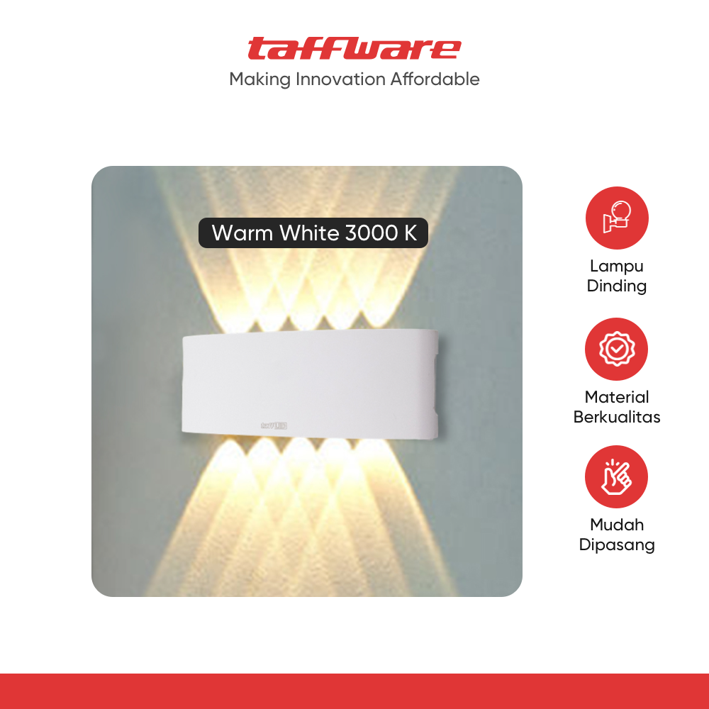 ginee_20251210150848337_8766145287.png TaffLED Lampu Dinding Hias Indoor Plastic Body 10W 10 LED Warm White - 10T