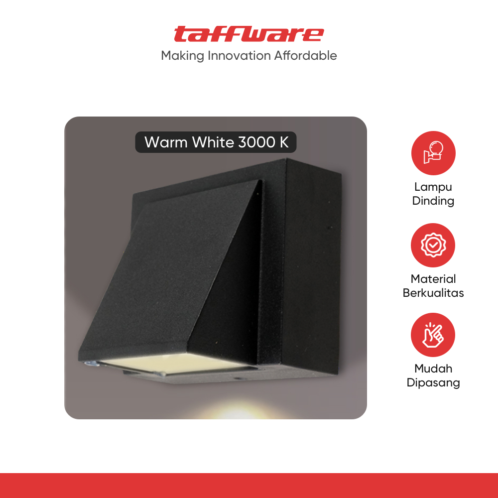 ginee_20251210150905963_3350130885.png TaffLED Lampu Dinding Hias LED Indoor Outdoor Plastic Body Warm White - BD84