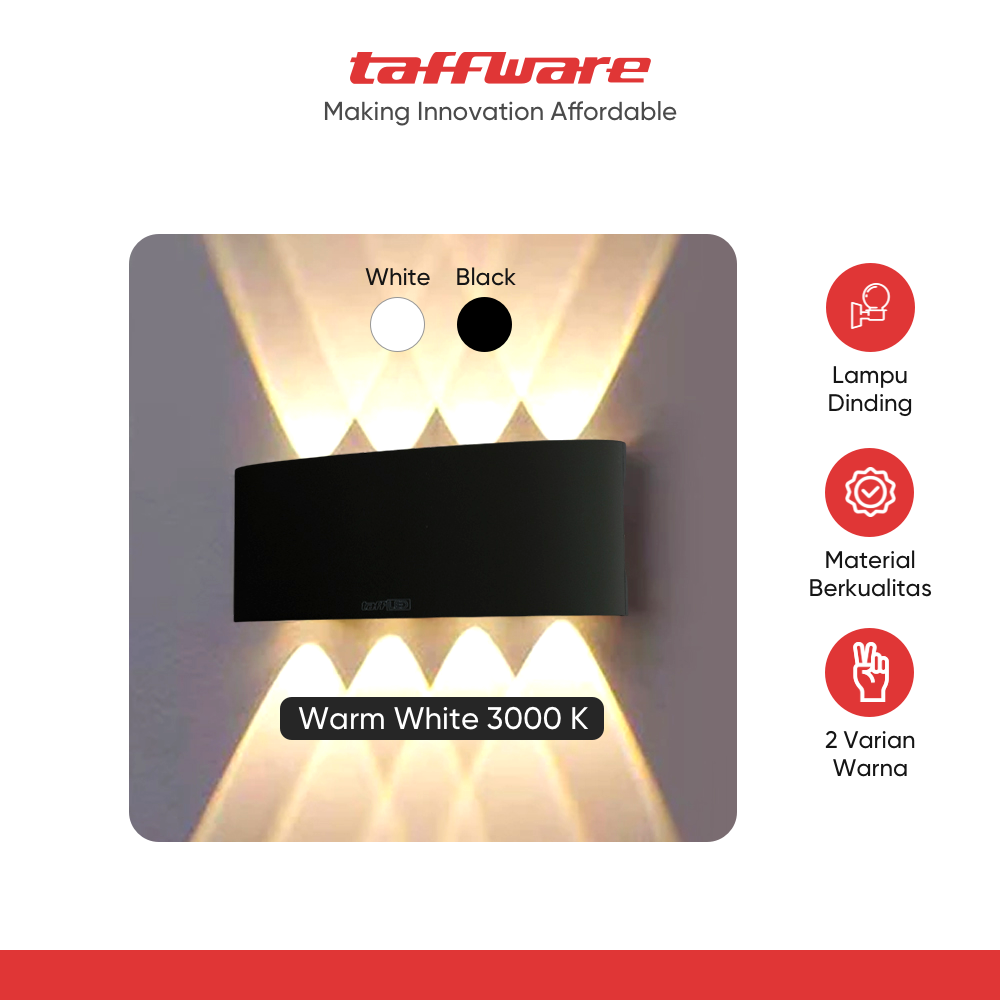 ginee_20251210150948378_8909004913.png TaffLED Lampu Dinding Hias LED Indoor Plastic 8 W 8 LED Warm White - 8T