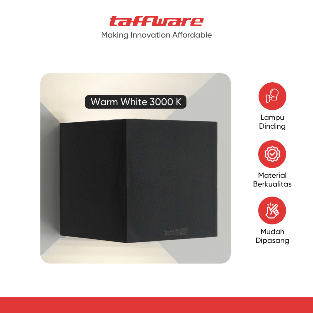 ginee_20251210151004705_8284534921.png TaffLED Lampu Dinding Hias LED Indoor Square Plastic Warm White 6W - BD80