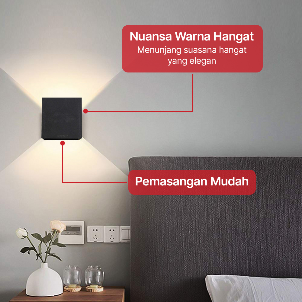 crop - 21 TaffLED Lampu Dinding Hias LED Indoor Square Plastic Warm White 6W - BD80