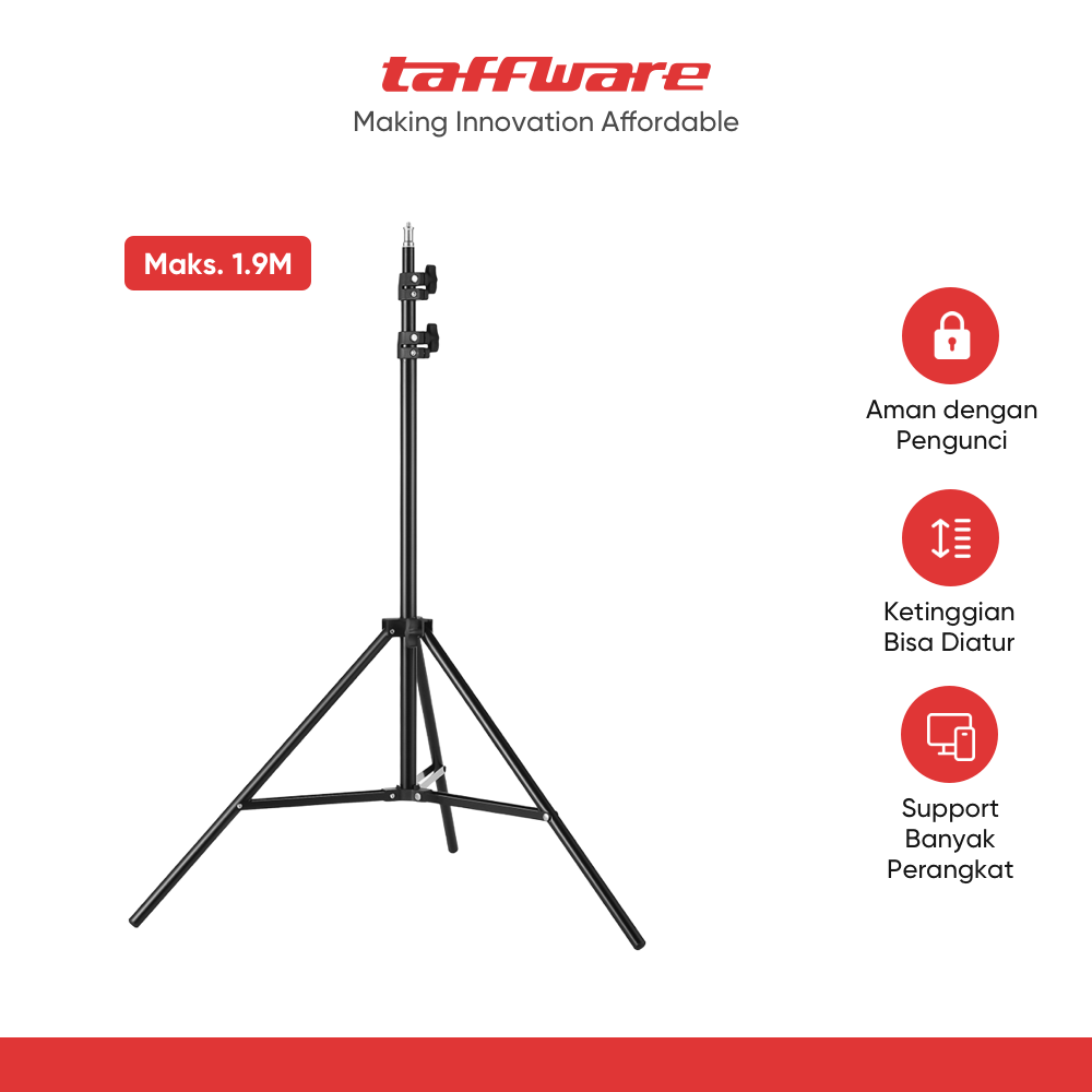 ginee_20251210151520537_7343503406.png TaffSTUDIO Tripod Kamera Multifungsi for Smartphone and Studio Light - NC-26
