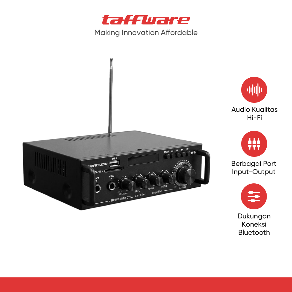TaffSTUDIO Audio Amplifier Bluetooth Dual Channel with Remote - BT-198PRO