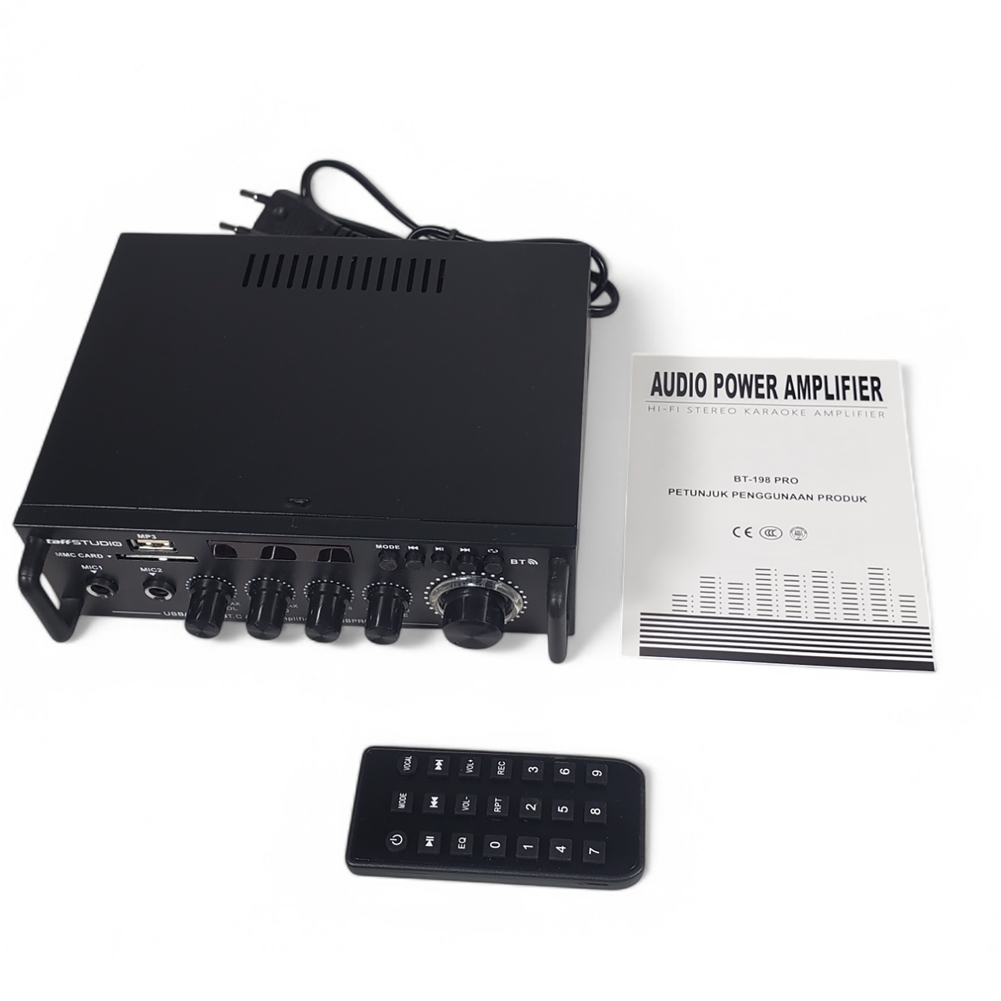 TaffSTUDIO Audio Amplifier Bluetooth Dual Channel with Remote - BT-198PRO