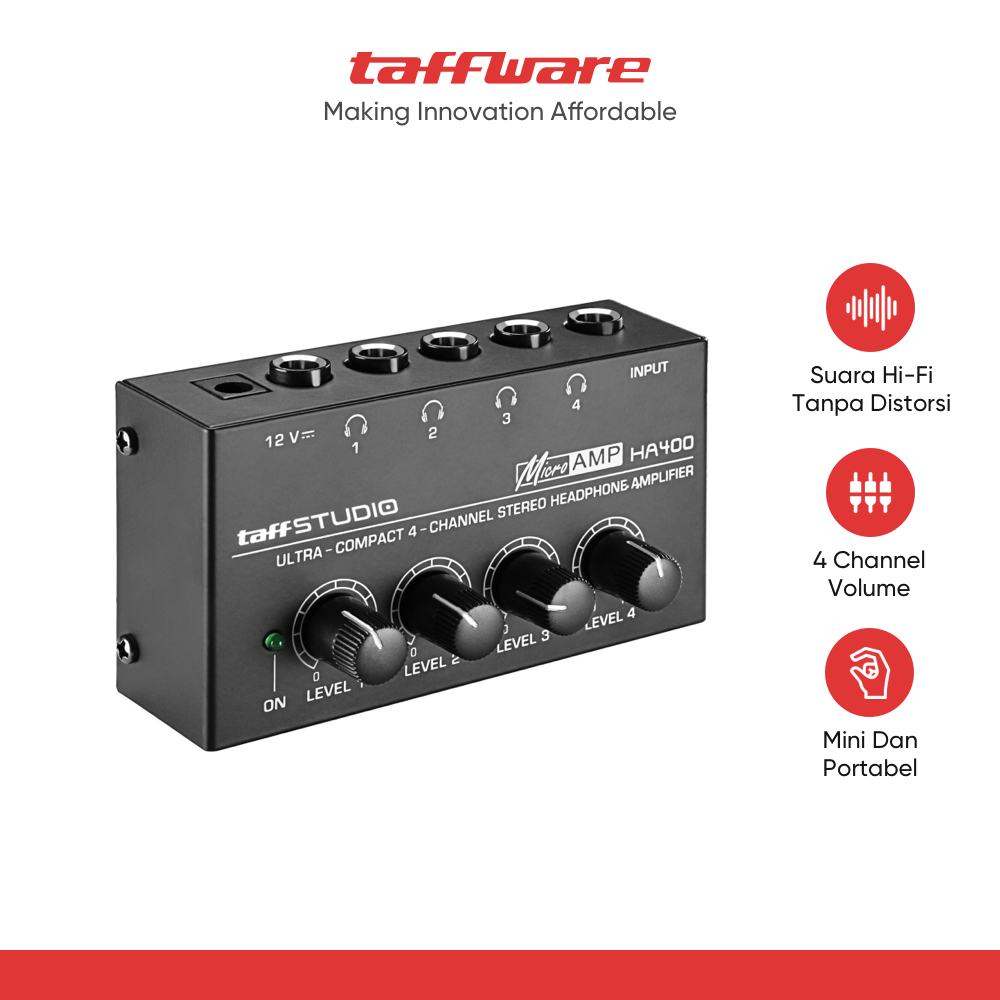TaffSTUDIO MicroAMP Audio Amplifier Mini Headphone 4 Channel Stereo - HA400