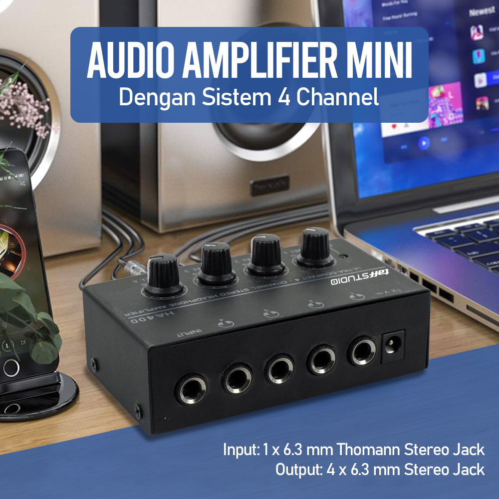 TaffSTUDIO MicroAMP Audio Amplifier Mini Headphone 4 Channel Stereo - HA400