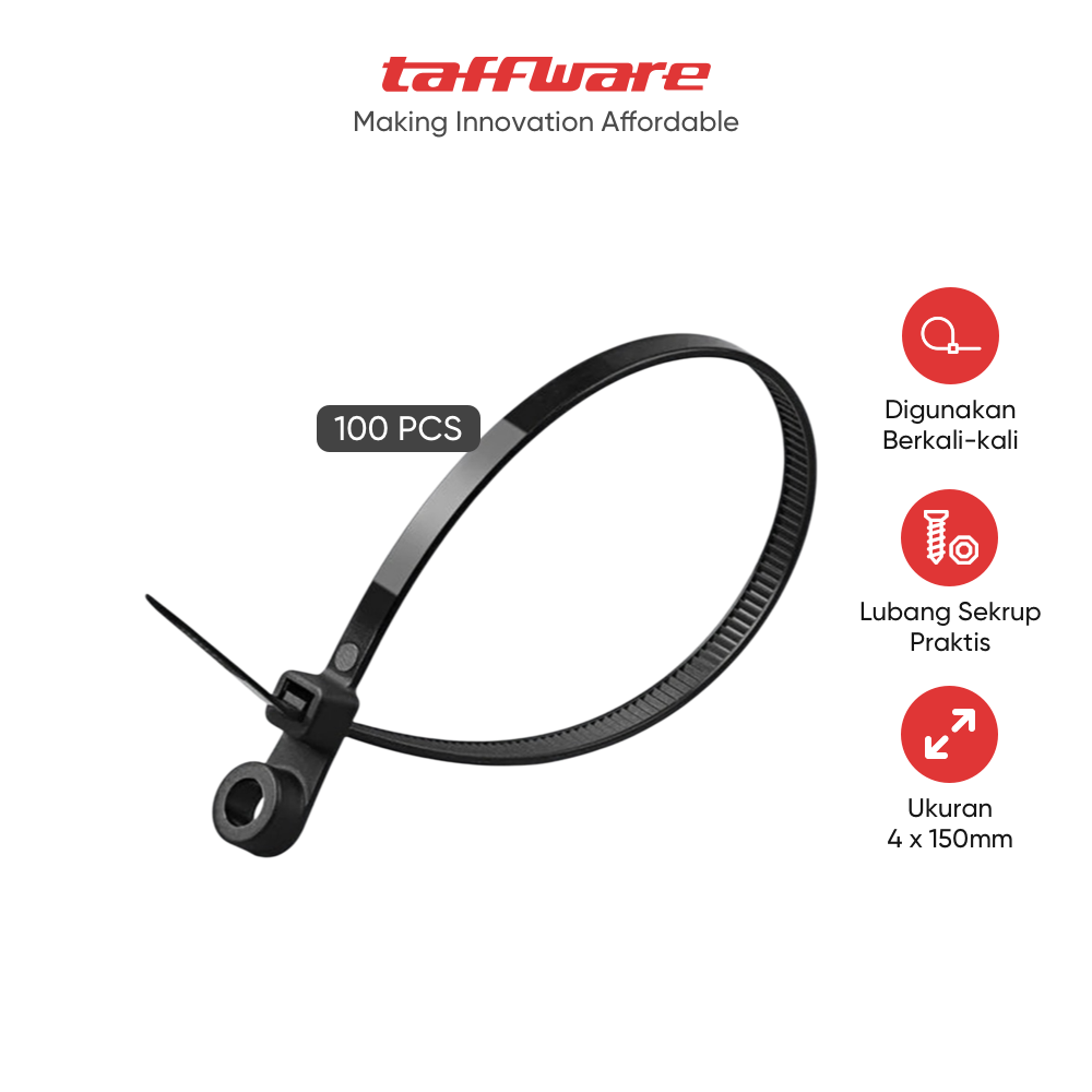 ginee_20251210152409958_5895226858.png TaffGUARD Kabel Ties Zip Screw Hole Cable Reusable 4x150mm 100 PCS - Z150