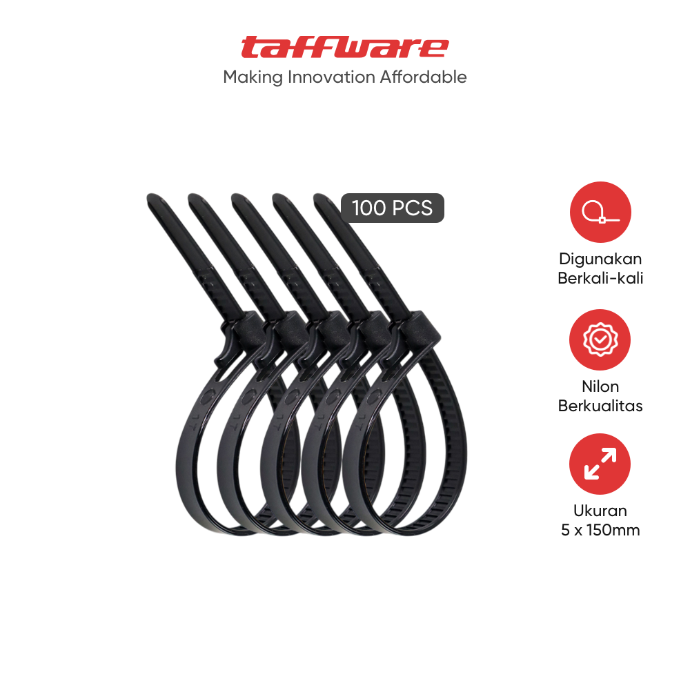 TaffGUARD Kabel Ties Plastic Zip Cable Organizer Reusable 100 PCS - Z815