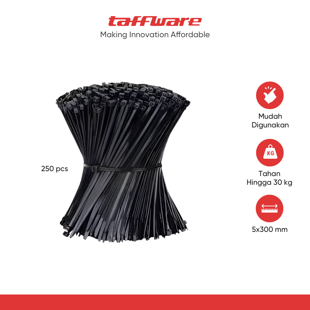 ginee_20251210153306994_6776488375.png TaffGUARD Kabel Ties Nilon Organizer Heat Resistant 5x300mm 250 PCS - LW53