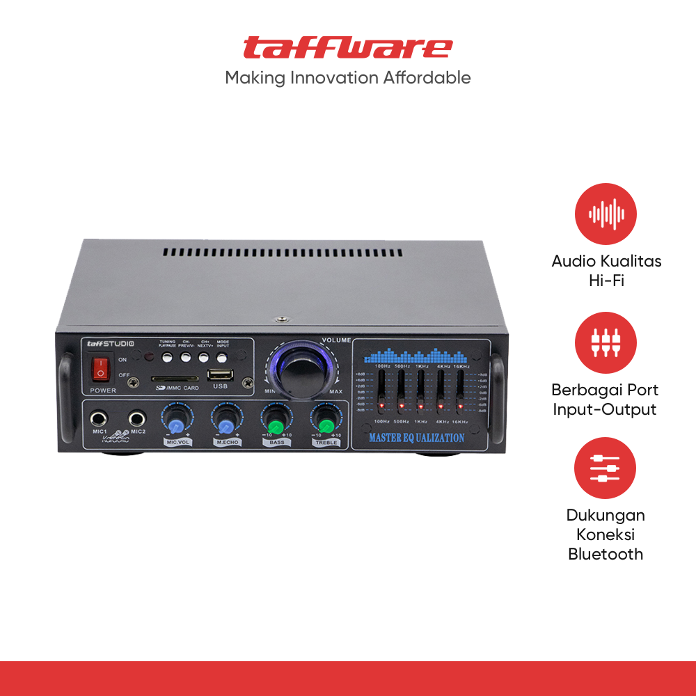 TaffSTUDIO Audio Amplifier Bluetooth LED Display HiFi USB 160W - AV-016BT