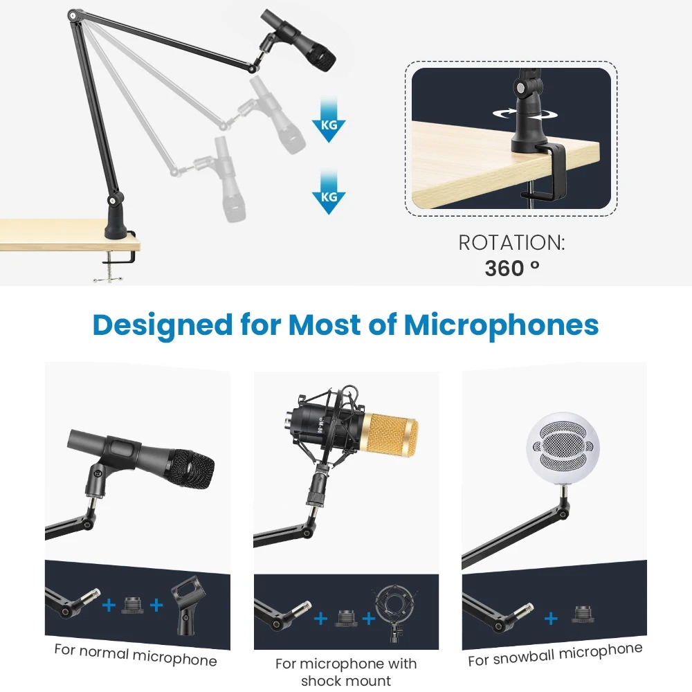 TaffSTUDIO Arm Stand Mikrofon Boom Arm Lazypod Aluminium - GAZ-60
