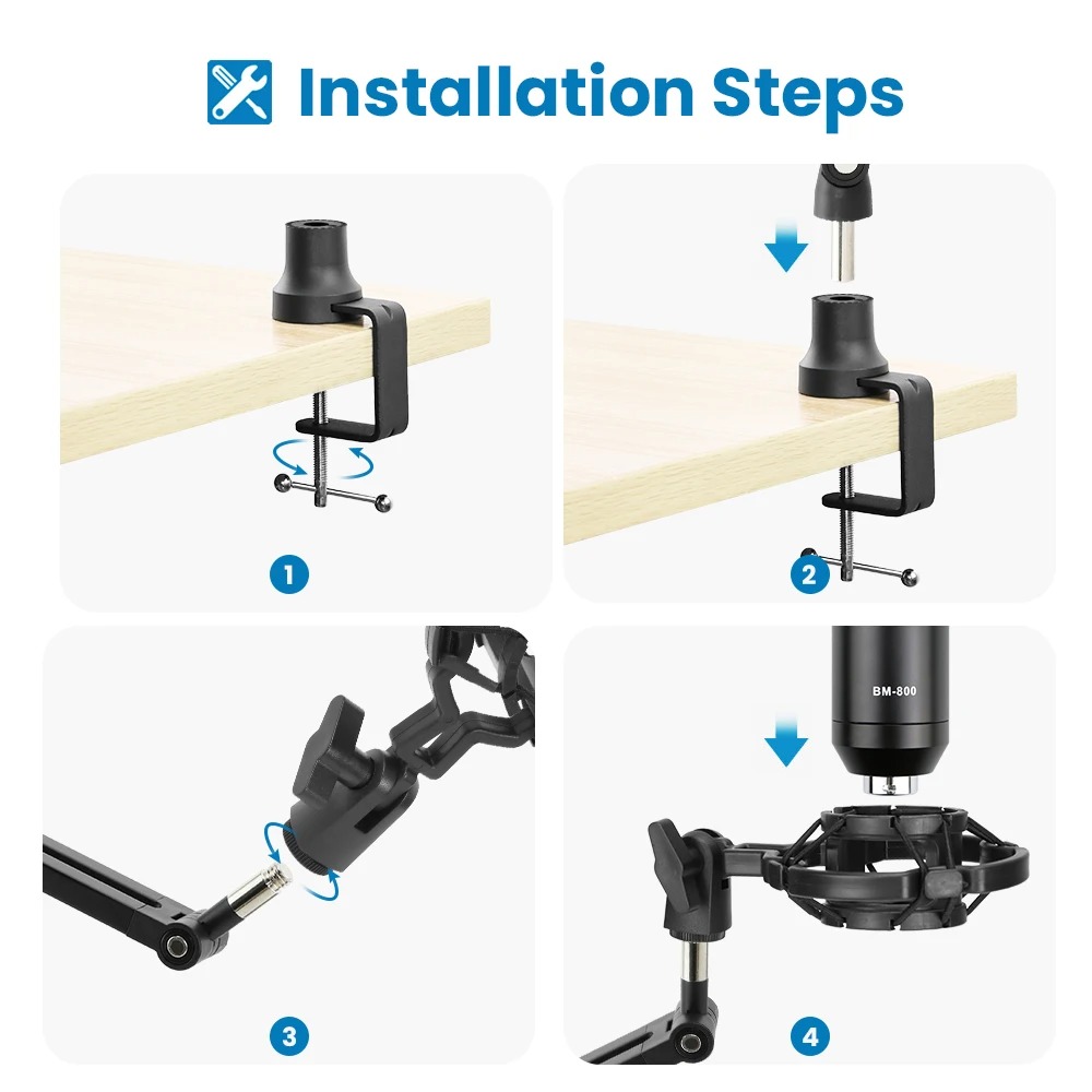TaffSTUDIO Arm Stand Mikrofon Boom Arm Lazypod Aluminium - GAZ-60