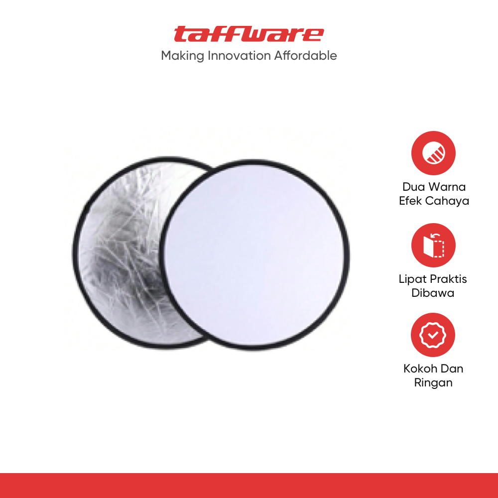 ginee_20251210153640737_6992296749.png TaffSTUDIO Reflektor Cahaya Fotografi Studio 2in1 Foldable 30cm - TF-30