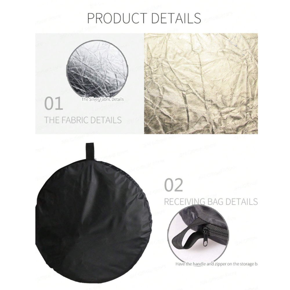 TaffSTUDIO Reflektor Cahaya Fotografi Studio 2in1 Foldable 30cm - TF-30