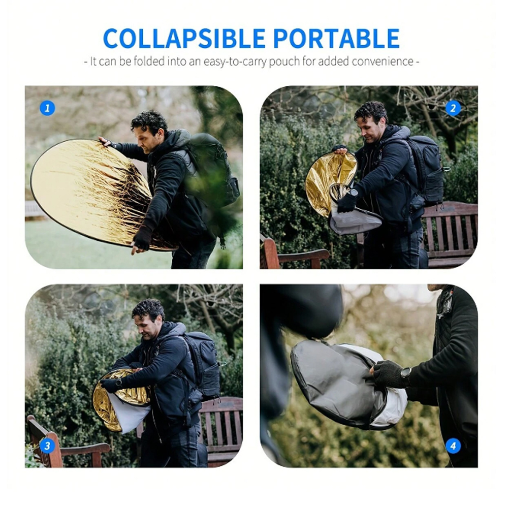 TaffSTUDIO Reflektor Cahaya Fotografi Studio 2in1 Foldable 30cm - TF-30